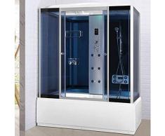 Baño Italia Box hidromasaje cabina ducha y bañera 6 chorros 150 x 85 cm cromoterapia ozonoterapia Bluetooth