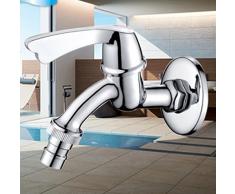 Grifo monomando de pared de agua fría para lavabo de baño, grifos de latón, lavadora, jardín, patio, acabado cromado