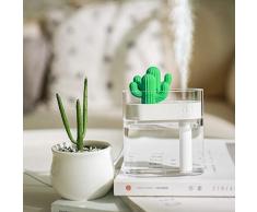 Purificador Humidificador Portátil Mini USB para el Hogar Humidificador de Cactus Transparente del Aire, Dormitorio, Baño, Yoga, Sauna y Oficina (Blanco)