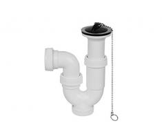 Aqualy BO-43451 Sifón curvado para lavabo y cocina, con válvula