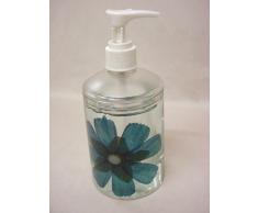 DOSIFICADOR DISPENSADOR JABON BAÑO ACRILICO FLOR AZUL GRANDE