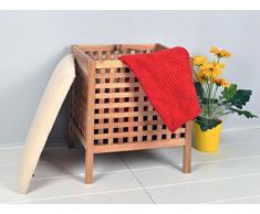 ts-ideen Cesta para la ropa taburete con cojín asiento de madera de nogal para baño pasillo sauna color marrón natural