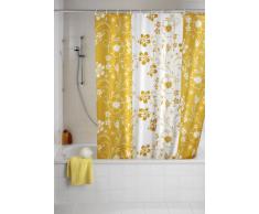 Wenko 20059100 - Cortina de ducha (180 x 200 cm, antimoho, antibacteriana), diseño de jardín, color blanco y amarillo