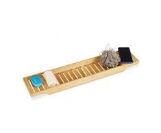 Relaxdays – Bandeja con rejillas para la bañera, hecho de bambu, 4.5 x 70 x 14.5 cm,colocar velas y copas,resistente a la humedad, color natural