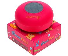 Altavoz Bluetooth Shower-Mate Inalámbrico | Radio de Ducha Resistente al Agua con Altavoz Manos Libres y Micrófono Incorporado | Compatible con Todos los Dispositivos Bluetooth, Color Rosado