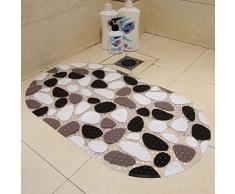 Pixnor Estera de la estera suave alfombra de PVC antideslizante, estera de baño alfombra, cuarto de baño ducha marrón + negro + blanco