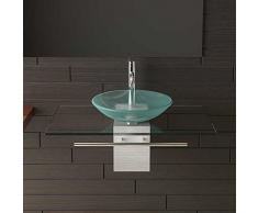Satén limitada Cristal Lavado Cuenco 46 cm de diámetro con transparente cristal lavabo placa 32 cm y toallero Alpen Berger®