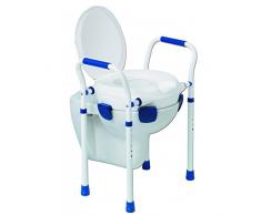 Elevador de inodoro con tapa, patas Regulables y Reposabrazos, hasta 150 kgs