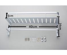 Chrasy Estantería de Baño de Aluminio, 40cm Barra de Toalla y 2 Ganchos de Pared, Ahorro de Espacio con fácil Ducha, Accesorios de baño para almacenar artículos de Aseo