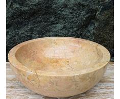Guru-Shop Lavabo Redondo de Mármol Macizo Sobrepuesto, Lavabo, Lavamanos de Piedra Natural - Ø 35 cm Modelo 4a, Naranja, Lavabos, Lavamanos Bañeras