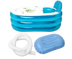 Nishore Bañera Inflable Gruesa Portátil PVC Hinchable Inicio Camping Bañera de Viaje para Adultos y Niños Azul 1400 * 750 * 700 mm