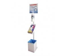 Columna con pedestal 3 en 1 para dispensador de gel desinfectante de manos, soporte para guantes y papelera