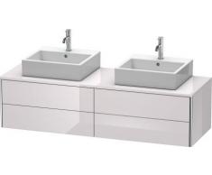 Mueble lavamanos de Pared Duravit XSquare 160,0 x 54,8 cm, 4 cajones, cajón Superior Incl. Hueco para sifón y Delantal, Color (Frente/Cuerpo): Flanela Gris Seda Lacado Mate - XS4917B9090