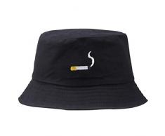 AMOYER Sombrero De Cigarrillos Cartas Cuenca del Bordado del Casquillo Unisex del Pescador De Algodón Transpirable Aire Libre Plegable Gorra Plana