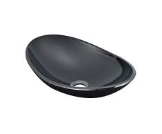 [Neu.Haus] Lavabo Moderno para Baño o Cocina 47 x 30,5 x 13 cm con desagüe Vidrio de Seguridad Negro