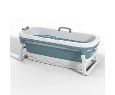 Bañera para Adultos Bañera Plegable Portátil Hogar Plato de Ducha Grande para Bañera (Color : Blue, Size : Without cover)