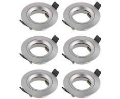 SEBSON® 6x Foco empotrable techo, redondo, aluminio, incl. GU10 casquillo (LED/Halógeno)