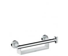 Hansgrohe 26328400 Unica Comfort Asidero con repisa y soporte de ducha, Blanco/Cromo