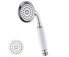 Tropicaleu Clásico Cabeza Redonda de Ducha de Mano de Cerámica Dorado Cascada de Estilo Tradicional Teléfono Cromo Pulido para Baño
