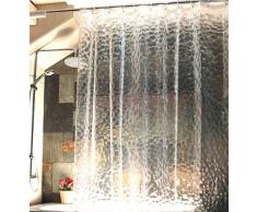 NuoYa005 - Cortina gruesa de PEVA para ducha, diseño 3D de gotas de agua, transparente