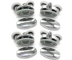 YUANQIAN Juego de 4 Nueva Oval Mariposa Doble Rueda Ducha Puerta Rodillos (23mm)