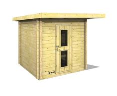 Infraworld Terra 5 391049 - Sauna exterior de madera maciza de abeto nórdico con techo flotante