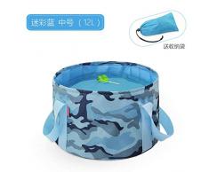 Chuan Rong Lavabo portátil Plegable Bolso Grande de Burbujas Tina de Lavado, 12L de Camuflaje Azul