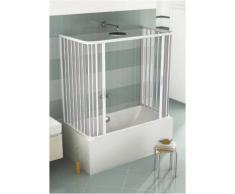 Mampara Bañera en PVC a tres lados, Apertura Central, dos hoja, 70 x 140 x 70 cm, H 150 cm, Blanco