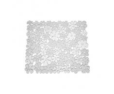 InterDesign Blumz Alfombrilla para fregaderos de cocina, protector de fregadero mediano en plástico PVC, transparente