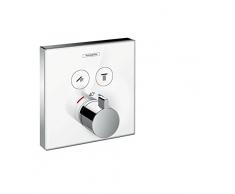 Hansgrohe 15738400 ShowerSelect Glass, termostato empotrado, blanco/cromo, 2 salidas