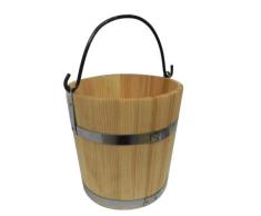 Wooden World Cubo Grande de Madera con Anillo de Metal y asa de 15 l, Estilo Antiguo, Muy sólido, Cubo para Sauna