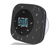 VICTORSTAR Altavoz Resistente al Agua con Pantalla LCD Altavoz para Ducha Bluetooth S603/ Radio FM/Micrófono Manos Libres Incorporado/Potente Ventosa de Succión/ 10 hrs de Tiempo de Juego (Negro)