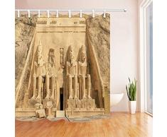 vrupi - Cortinas de Ducha egipcias para baño, Gran Templo en Egipto, Tela de poliéster, Impermeable, Incluye Ganchos de Cortina de Ducha de 180 x 180 cm