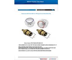 Repuesto estándar de grifo caliente y frío, cabezales superiores de 1,27 cm, acrílico, metalizado, cromado, rojo y azul, sistema PSW Trade Suppliers LTD (se vende en pares)