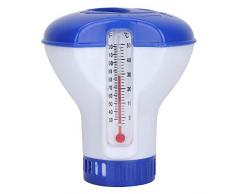 Gorgeri Dispensador de Cloro químico de Piscina Flotante con termómetro Soporte para Tableta Dispensador de Tableta Flotante