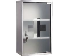 HOMCOM Botiquin Baño 50x30x18 cm Botiquín Medicina Primeros Auxilios Acero Inoxidable