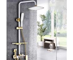 Ducha negra ducha de cobre ducha de pared para hogar ducha de ducha ducha de refuerzo bañera ducha-Blanco panel revestimiento ducha mamparas de ducha