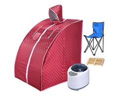 ZFF Portátil Sauna De Vapor Cabina 2L Acero Inoxidable Olla De Vapor SPA Personal Casa Desintoxicación Anti Envejecimiento, con Silla Y Control Remoto (Color : Red)