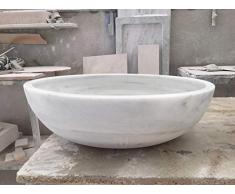 LAVABO DE MÁRMOL BLANCO OVALADO. Medidas de 50x49x16 cm. Acabado mate. Este lavabo es para colocarlo sobre encimera.