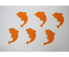 Antideslizantes para bañera o plato ducha en pvc (conjunto de 2 unidades). (Forma delfín) color naranja