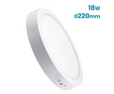 (LA) Pack Plafón Downlight LED Circular 18W superficie. 1600 lumenes reales. Driver incluido. (Blanco neutro (4500K), 1 Unidad)