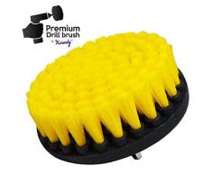 Cepillo de taladro premium para limpieza profesional: medio suave, amarillo, 13 cm. No rasca las superficies. Adecuado para azulejos, lechada, bañera, ducha, fibra de vidrio, limpieza de porcelana