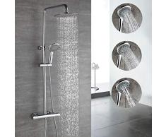 HOMELODY Conjunto de Ducha 38ºC Termostático Circular con Ducha de Lluvia y Ducha de Mano Multifuncional Resistente al Desgaste