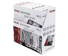 Beurer GS203 - Báscula de baño de vidrio, pantalla LCD blanca, diseño London
