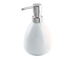 Wenko Polaris Dosificador Jabón 0.39 L, Cerámica, Blanco, 9x9.5x16 cm