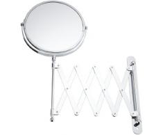 WENKO 15165100 Espejo mural para cosmética telescópico, ø 16cm, 300% , Acero, 19 x 38.5 x 50 cm, Cromo
