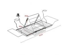 Zengware - Bandeja para bañera con soporte para vela, vino y libro, accesorio de acero inoxidable de color plateado