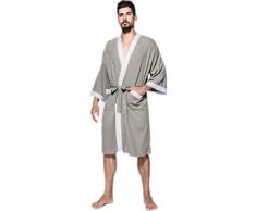 Ericcay Mujeres Hombres Albornoz Albornoz Unisex Sauna Suave Escudo Largas Con Estilo único Mullido De La Chaqueta Sauna Con Cuello De Chal Mixta Textil De Algodón Del Aqua En Los Tamaños M Hasta Gris