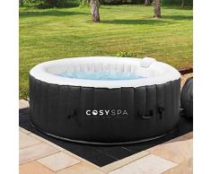 CosySpa Piscina Hinchable | Jacuzzi Climatizado |Burbujas Hidromasaje | 4 – 6 plazas (6 Filtros + Porta Bebidas + Reposacabezas + Tapa, 6 Plazas)