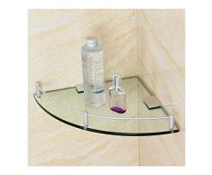 QingH yy Pared Cesta de Ducha Estantes de Vidrio Flotante Baño Stand, Cuarto de baño Lavabo de Esquina de Vidrio Templado Estante de Montaje en Pared Triangular de Aluminio Cepillado, 280mm YueB 6-6